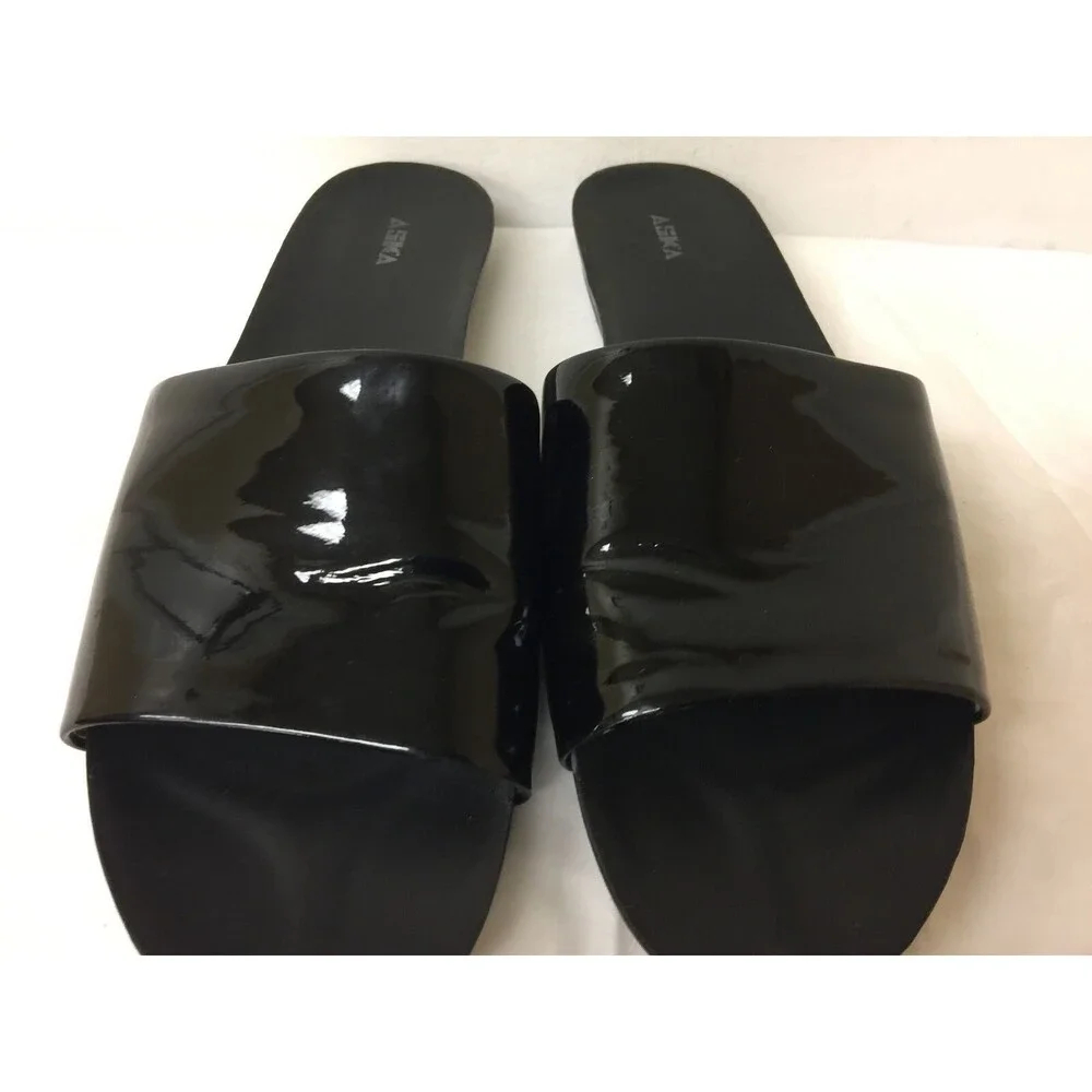 ASKA  Women Black flat sides sandals  size EUR 38